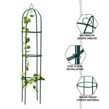 Crystals 1.9m Outdoor Garden Metal Obelisk Trellis - Dark Green - View 3
