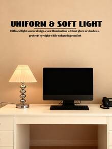 1pc USB Powered Warm Light Desk Lamp, Modern Retro Innovative Atmosphere Minimalist Decor Lamp, Suitable For Bedroom Bedside, Room Tabletop - Silver - View 7