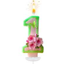 创意畅销0-9数字字母生日蜡烛，手工DIY生日蛋糕，节日主题派对装饰蜡烛，绿色蝴蝶轮廓，粉色桃花，亮片，彩色彩绘，优雅适用于婚礼、生日庆典、周年纪念日 - 綠色描邊蝴蝶三朵 - 查看 9