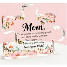 Best Gift For Grandma, Mom, Aunt And Sister: Puzzle-Shaped Acrylic Decorative Pendant - Elegant Pink Flower And Butterfly Pattern, Conveying Love; Rustic Style Home Decor, - Pink - View 39