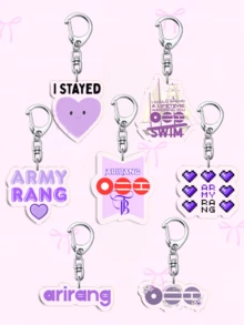 1 Stück/7 Stücke Acryl Schlüsselanhänger, Taschendekoration, lila ARMY-Themen Anhänger (mit ARIRANG, SWIM, "I STAYED" & ARIRANG Album Designs), K-Pop Freundschafts Taschenanhänger, perfektes Fangeschenk für ARMY, Freunde, Freundinnen, Familie, Lehrer, Partyfavors & ARMY-Themen Handydekoration - Verschiedenfarbig - Übersicht 10