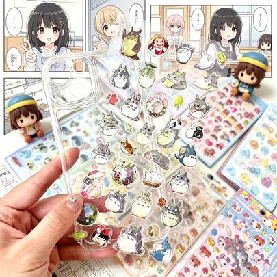 Bộ sticker 3D bằng nhựa hình các bé gái hoạt hình và các bạn động vật, sticker trang trí phong cách anime dễ thương, đồ dùng DIY cho sổ tay, sticker chống nước cho ốp điện thoại, cốc nước, hộp văn phòng phẩm, sticker sáng tạo dành cho nữ sinh.