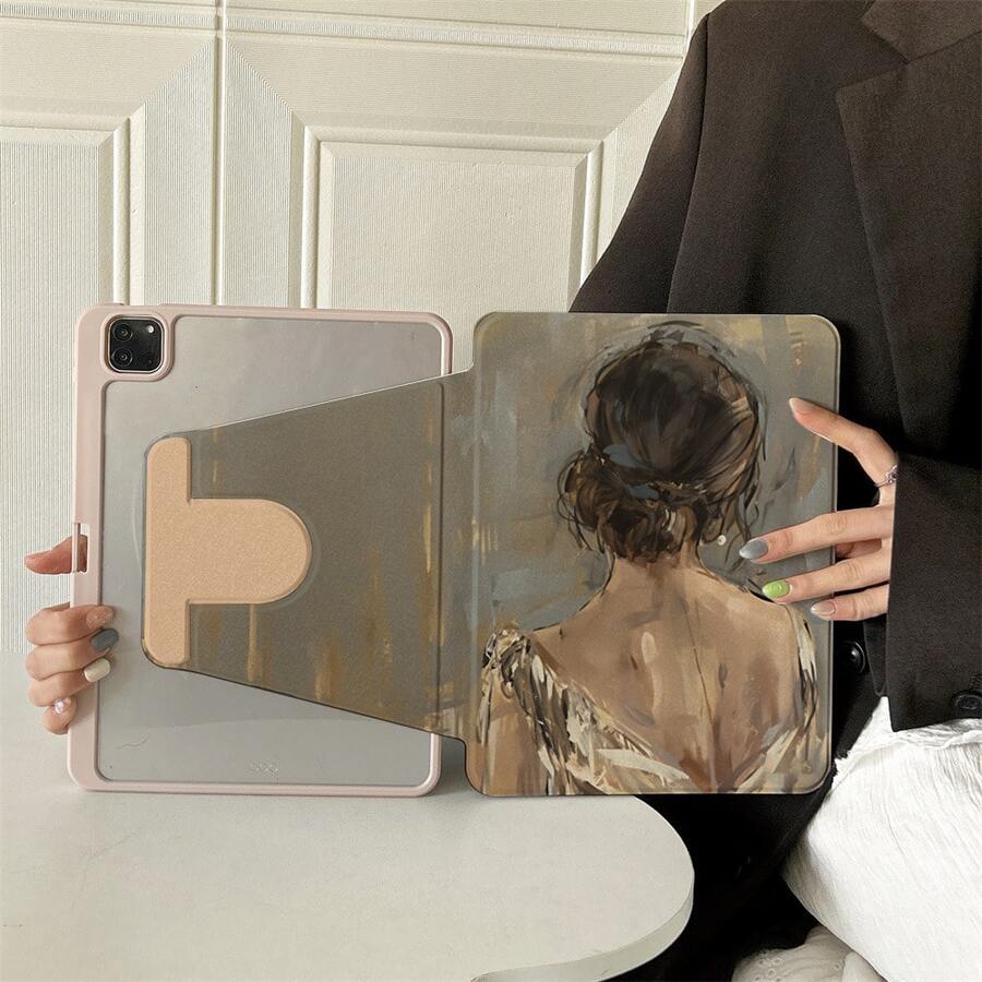 1件复古女性肖像油画印花平板电脑保护套,兼容iPad Air 6/5/4和10(10.9英寸)- 兼容iPad Pro 2024、Air M3/A16 2025、三星Galaxy Tab S9 FE/S8 Plus/S7/S10、OPPO平板电脑、华为Mate平板电脑、vivo平板电脑、荣耀平板电脑、联想小新平板电脑 - 彩色 - 查看 1