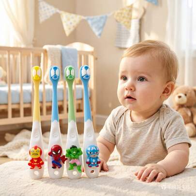 Hasbro Cartoon Cute Children's Soft Bristle Toothbrush, Student Travel Toothbrush Cartoon Children's Oral Cleaning Toothbrush, Small Head Soft Bristle Premium Gum & Teeth Care Baby Toothbrush