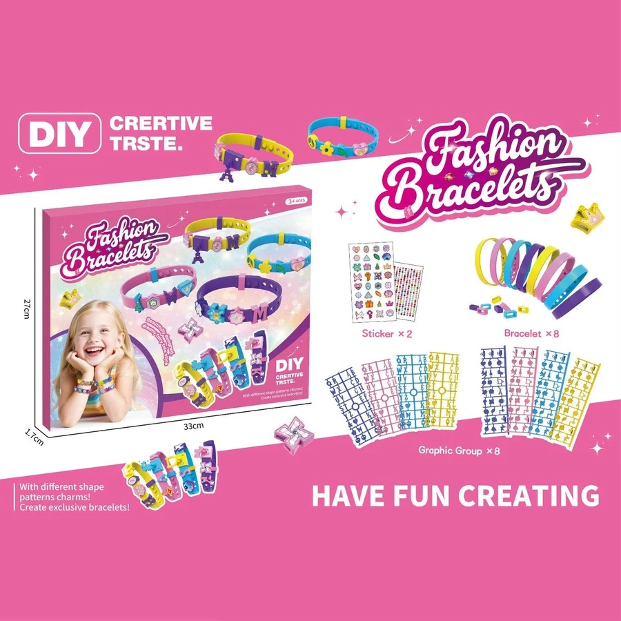 Children's DIY Educational String Bead Cartoon Bracelet, Letter-Pattern Educational Decorative Toy, Children's Girl Gift, Birthday Gift With Stickers