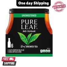 Lipton Pure Leaf Unsweetened Black Iced Tea – 16.9 Fl Oz Bottles, 6 Pack Real Brewed Refreshing Tea - one-size - View 1