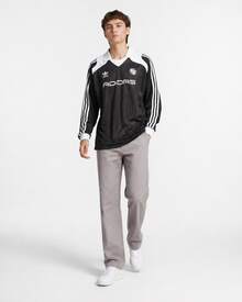 adidas originals  賽車風針織運動寬鬆長袖T卹 男款 - 黑色 - 查看 6