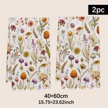 2pcs Vintage Floral Pattern Kitchen Towels, Soft Polyester Material Dish Cloths, Suitable For Kitchen Decor, Cleaning, Holiday Party Decoration, Kitchen & Bathroom Essentials, Home Decor, Housewarming Gift - Multicolor - View 3