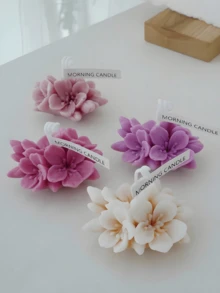 1个3D桃花硅胶模具，DIY桃花造型香薰石石膏扩香器家居装饰模具，可重复使用，耐热，易脱模，适用于蜡烛/树脂/石膏，蜡烛模具，是节日礼物或DIY工艺品的理想之选。 - A-白色 - 查看 4