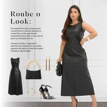 Women's Longuette Leather Loose Tank Dress - 黑色 - 查看 7