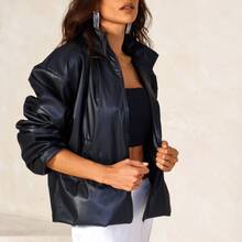 Premium Leather Lined Luxury Bomber Jacket For Autumn And Winter - màu đen - Xem 12