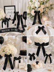 12pcs Black Candle Holders With Elegant Bow Decor, 13-Inch Large Size, Self-Adhesive Candle Holders For Desktop, Gift Packaging, Wedding Bride Party Centerpiece - Black - View 8