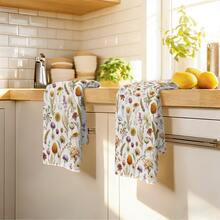 2pcs Vintage Floral Pattern Kitchen Towels, Soft Polyester Material Dish Cloths, Suitable For Kitchen Decor, Cleaning, Holiday Party Decoration, Kitchen & Bathroom Essentials, Home Decor, Housewarming Gift - Multicolor - View 8