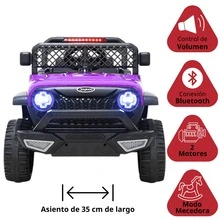 Joykoo Electric Ride-On Truck For Kids With Lights, Bluetooth Music, Remote Control, Dual Motors, Rocking Mode, And 12V Battery - Purple - View 3