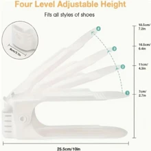 2 Pieces Adjustable Double-Layer Plastic Shoe Rack, Freestanding Shoe Rack, For Wardrobe Organization, Space-Saving, Slot Organizer, Double-Layer Integrated Shoe Rack Storage Box, Unisex, Perfect For Organizing Shoes At Home. - View 10