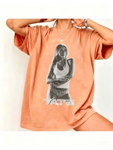 1PCSComfort Colors Tate Mcrae Tour Shirt, Tate Mcrae Fan Shirt, Tate McRae 2025 Concert, Tate McRae Miss Possessive Tour 2025 Shirt-Premium Cotton Graphic Printed Round Neck T-Shirts-365T - 橘色 - 查看 4