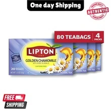 Lipton Golden Chamomile Herbal Tea Bags – 20 Count Each, Pack Of 4 Caffeine-Free Soothing Floral Blend - 15g - View 1