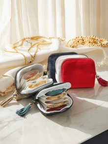 Personalized Custom Travel Jewelry Organizer, Personalized Jewelry Storage Bag, Customizable With Name/Text/Logo/Date, Etc - Multicolor - View 8