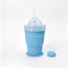 Foldable Soft Straw Cup With Ice Cubes, Reusable Ice Ball Tray Mold - Multicolor - View 8