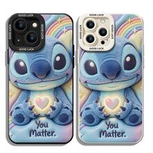 Officially Licensed Disney Lilo & Stitch Phone Case, This Protective Phone Case Features A Sweet Print Of Stitch Holding A Glowing Heart, Paired With A Pastel Rainbow, Stars, And The Uplifting Quote "You Matter." Against A Dreamy Blue Background, Made With Flexible, Durable TPU Material To Protect Against Everyday Scratches, Bumps, And Minor Impacts, With A Raised Camera Frame Printed With "GOOD LUCK" Text For Extra Lens Protection, Slim And Lightweight Construction That Adds Minimal Bulk And Fits Easily In Pockets And Bags, Compatible With IPhone 17, 16, 15, 14, 13, 12, 11 Pro Series And Galaxy S22, S23, S24, S25 Models, Making It A Charming Choice For Stitch Fans And Disney Lovers, Ideal For Birthdays, Holidays, Or Any Special Occasion To Surprise Family And Friends. - trắng - Xem 5