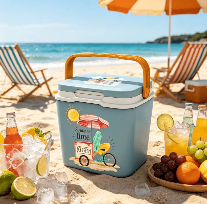CLICKYA-Nevera Portátil Rígida con Aislamiento Térmico | Hielera con Tapa Hermética para Playa, Camping y Picnic | Capacidad 15L / 25L - Diseño Colorido y Resistente - 15 litros. Verano - Ver 1