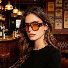 1 par de estilo aviador casuais e modernos, personalizados, estilo urbano, para um visual sem maquiagem. - Amarelo - Ver 7