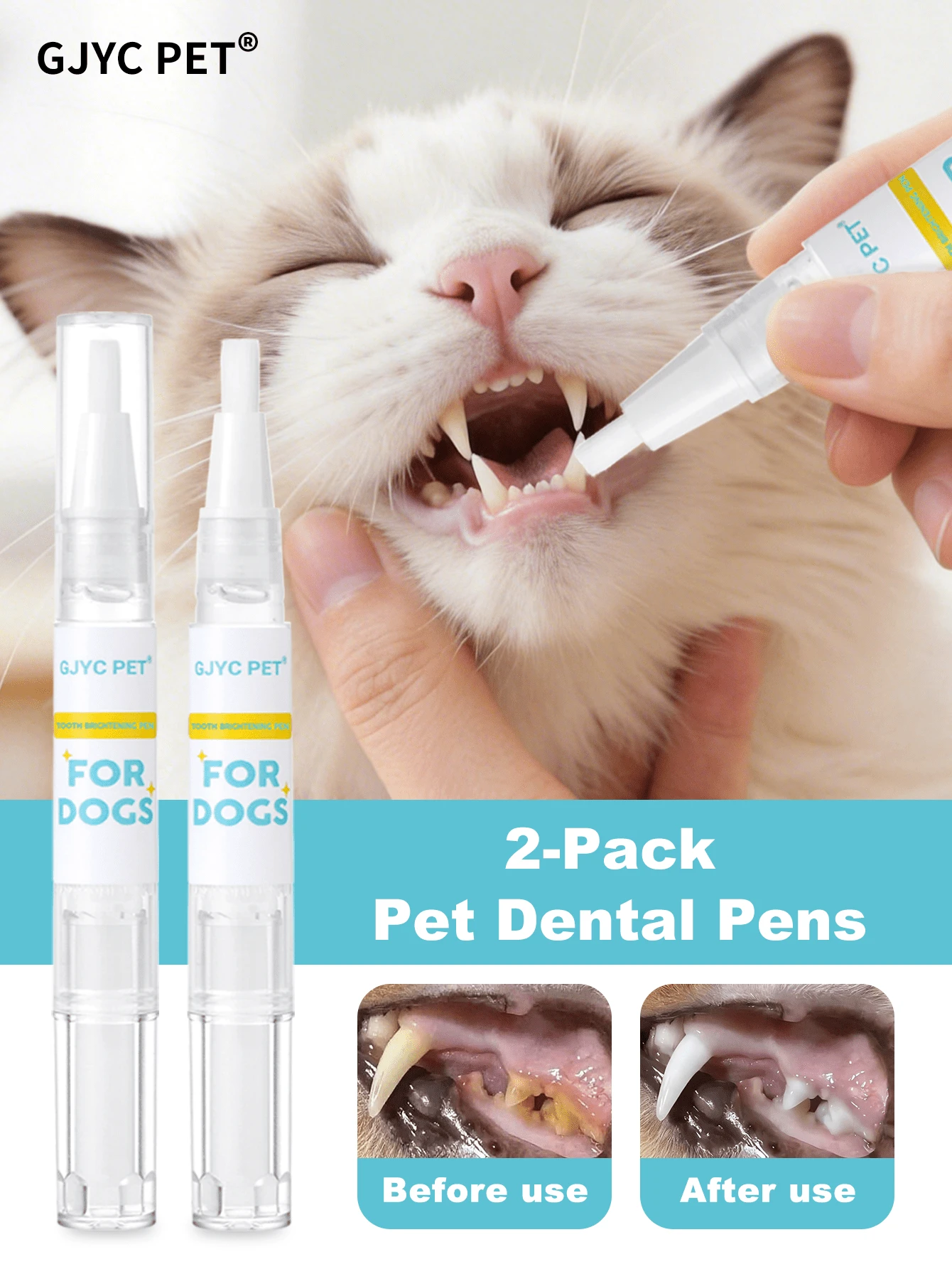 GJYC PET Bộ 2 bút vệ sinh răng miệng cho thú cưng - Loại bỏ cao răng và mảng bám, làm thơm hơi thở, chăm sóc răng miệng nhẹ nhàng cho chó và mèo. - Nhiều màu - Xem 1