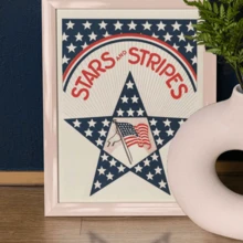 1-Piece Vintage American Star Flag Wall Hanging For Fourth Of July, Featuring A Flag Design. (Optional Frame) - A - View 7