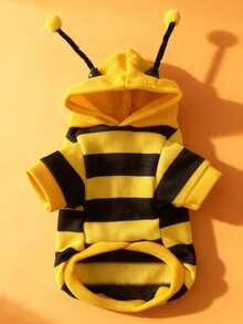 1pc Striped Bee Pattern Sweatshirt, Cute Bee Design Warm Sweatshirt For Spring And Autumn, Rabbit Pet Accessories, Rabbit Pet Supplies, Rabbit, Rabbit Pet Accessories, Rabbit Pet Supplies, Valentine's Day - Multicolor - View 8
