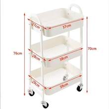 Carro de Almacenamiento CarritoOfertasAuxiliar con Ruedas Carro Cocina CarroServicio Carrito Metalico con Ruedas 3Niveles Carro Rodante Carro Organizadorpara Dormitorio Bario Oficina,Carrito decocina o multiuso de tres niveles conruedas. - Schwarz - Übersicht 3
