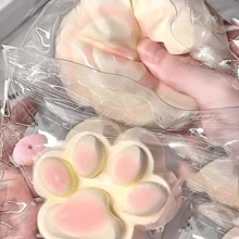1pc Cute Cat Paw Jumbo Squishy Toy, Cream Blush Squeeze Stress Relief Squeezy Toy, Smooth High-Quality Fidget Toy - Perfect Gift For Birthday, Holiday, Christmas, Gamer - Multicolor - View 2