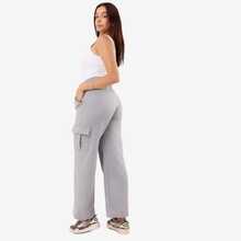 Women's Cargo Pants With Pockets Winter Drawstring Sweatpants - 灰色 - 查看 12