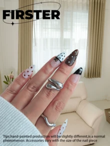 10 miếng dán móng tay hình hạnh nhân thủ công, kích thước trung bình, dùng trong nghệ thuật vẽ móng, sơn móng tay màu trắng, phong cách tối giản hàng ngày, dán móng tay mùa đông, móng bóng, kiểu móng Pháp, chấm bi, dụng cụ làm móng, phù hợp cho tiệc tùng, lễ kỷ niệm, sử dụng hàng ngày, bao gồm dụng cụ, món quà lý tưởng cho phụ nữ và bé gái. - Nhiều màu - Xem 3