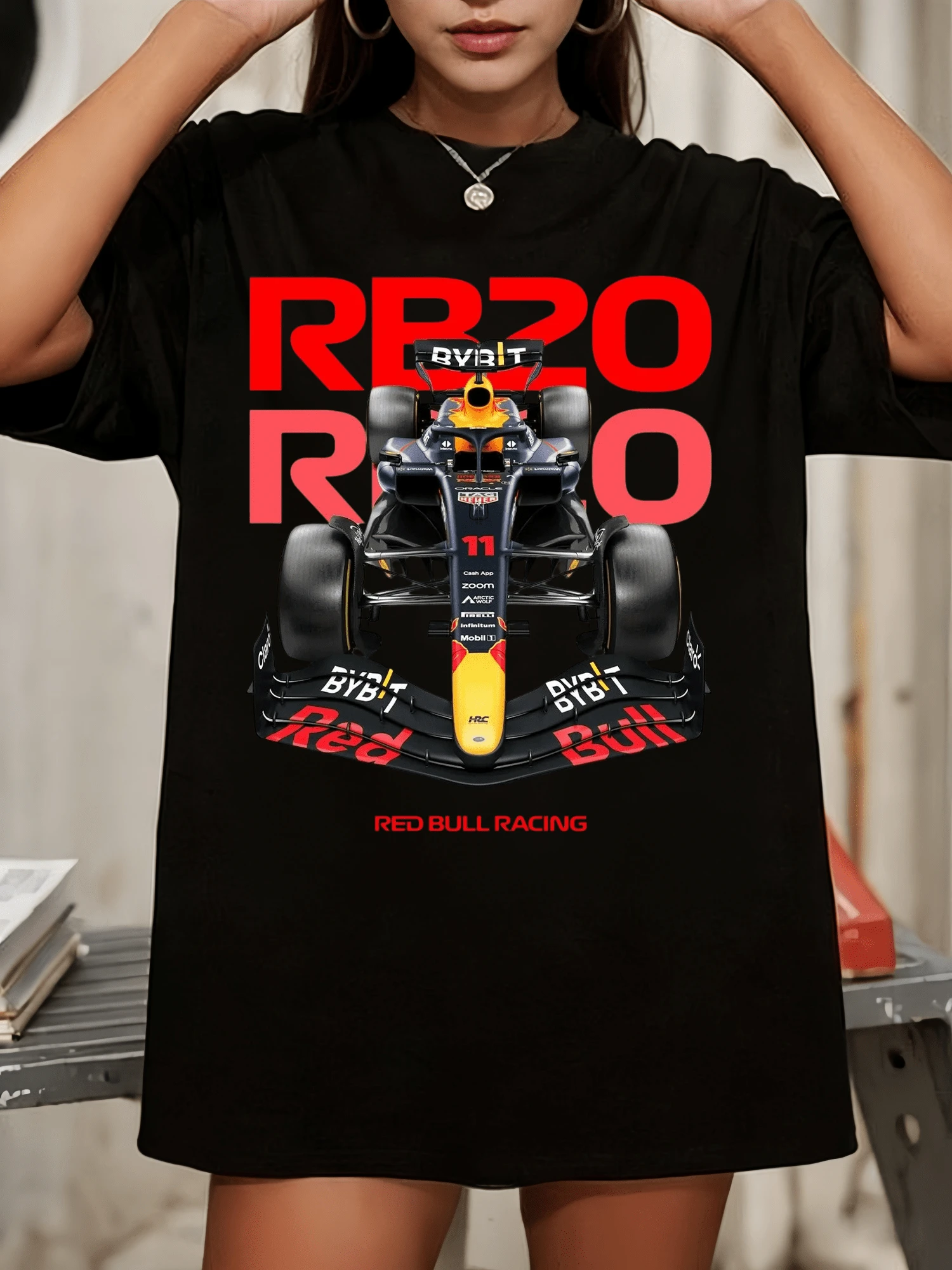 R-RedBullS Racing RB20 F1 Car Graphic Tee, F-FormulaS 1 Inspired Racing Shirt - Black - View 1