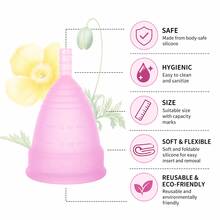 Reusable Menstrual Cup - The Most Reliable Medical Grade Silicone Period Cups - Period Essentials Intimates Products - Comfortably Use For 12 Hours (Small & Large) - L - View 1