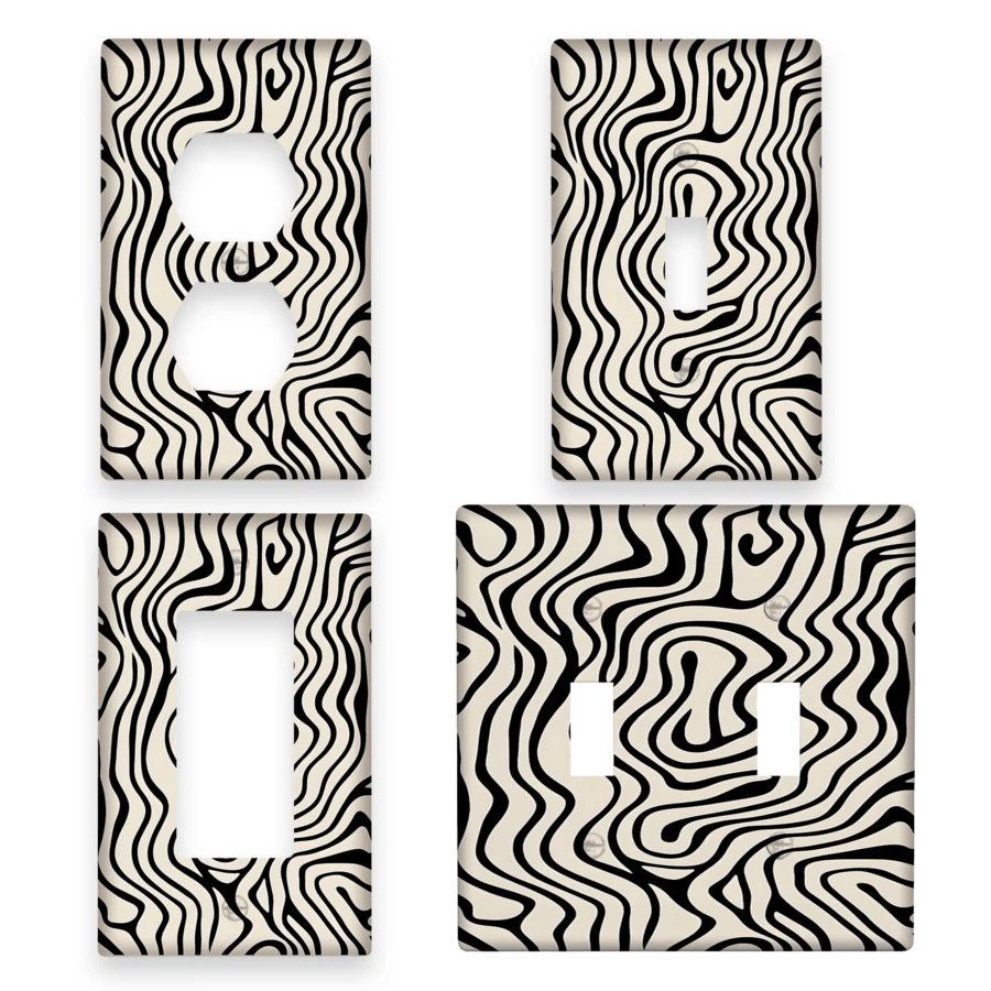 1 buc. Decor abstract cu linii alb-negru, imprimat, placă de întrerupător, potrivită pentru dormitor, baie, living, decor de perete pentru casă - Multicolor - Vizualizare 1