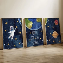 3pcs/Set Outer Space Theme Decorative Painting, Space Printing Decorative Painting, Space Decorative Painting, Framed Or Unformed, Ideal House Warming Gift, College Dorm Apartment Decorator, Gifts For Wall Decoration In Hotel, Home, Living Room, Bedroom, Bathroom And Office. - A - View 4