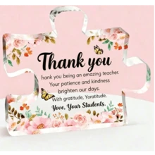 Best Gift For Grandma, Mom, Aunt And Sister: Puzzle-Shaped Acrylic Decorative Pendant - Elegant Pink Flower And Butterfly Pattern, Conveying Love; Rustic Style Home Decor, - Pink - View 38