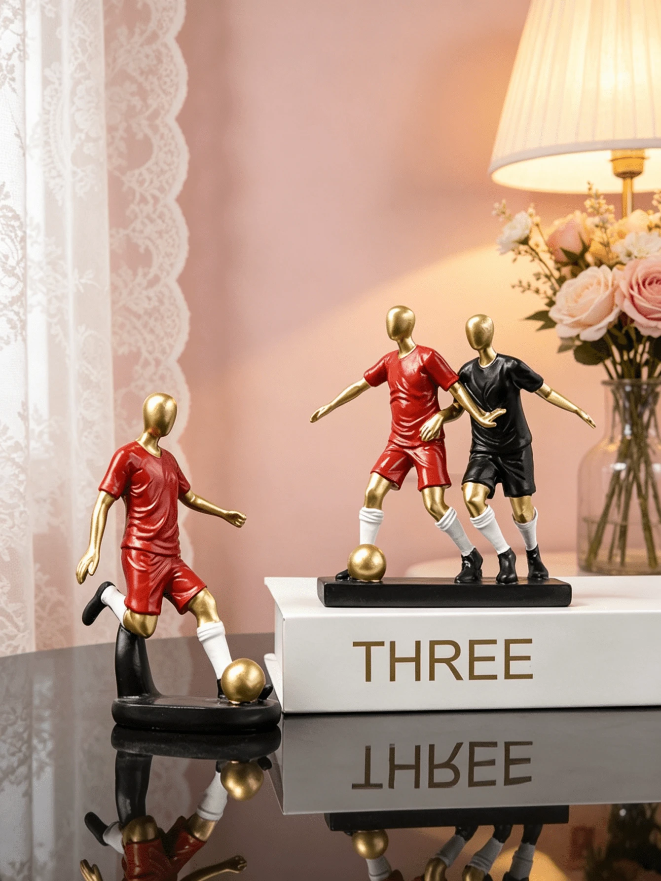 Birthday Gift For Classmates - Football Figurine Home Decor, Creative Liquor Cabinet/Office Desk Decoration, Modern Sports Theme Sculpture, ABS Material, Desktop Decor, Home Decoration, Original Art Sculpture, Living Room Decor, Birthday Gift For Classmates, Perfect For Football Fans - Multiple Styles - View 1