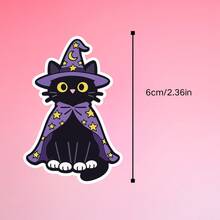 Magic Black Cat Cartoon Stickers, Purple Star & Moon Wizard Hat Cute Style Waterproof Decorative Decals, Waterproof Vinyl Stickers - Durable Matte Surface, Self-Adhesive Bumper Stickers, Suitable For Cars, Windows, Laptops, Trucks, Water Bottles - Multi-Purpose Durable Design, Car Stickers - one-size - View 3