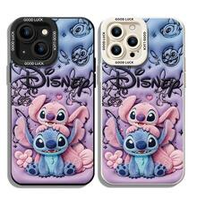 Officially Licensed Disney Lilo & Stitch Phone Case, This Protective Phone Case Features A Sweet Print Of Blue Stitch And Pink Angel, With The Iconic "Disney" Logo And Stitch Sketch Details Against A Soft Purple Gradient Background, Made With Flexible, Durable TPU Material To Protect Against Everyday Scratches, Bumps, And Minor Impacts, With A Raised Camera Frame Printed With "GOOD LUCK" Text For Extra Lens Protection, Slim And Lightweight Construction That Adds Minimal Bulk And Fits Easily In Pockets And Bags, Compatible With IPhone 17, 16, 15, 14, 13, 12, 11 Pro Series And Galaxy S22, S23, S24, S25 Models, Making It A Charming Choice For Stitch Fans And Disney Lovers, Ideal For Birthdays, Holidays, Or Any Special Occasion To Surprise Family And Friends. - 黑色 - 查看 1