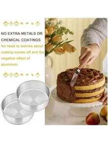 1 buah/2 buah/3 buah, Cetakan Kue Bulat Panggang, Alat Pemanggang, Alas Tetap, Aluminium Anodized Anti Lengket, Mudah Dilepas dari Cetakan, Loyang Kue Logam Tahan Lama yang Dapat Ditumpuk, Cocok untuk Kue Berlapis-lapis – Dapat Digunakan Sebagai Loyang Panggang di Oven, Peralatan Pemanggang yang Tahan Lama - Perak - View 10