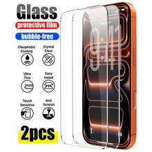 Bộ 2 miếng dán màn hình cường lực cao cấp độ cứng 9H, trong suốt HD, chống trầy xước, chống bám vân tay, chống dầu, phủ toàn màn hình, tương thích với iPhone 17/Air/17 Pro/17 Pro Max/16 Pro Max/15 Pro Max/14 Pro Max/13 Series - màu đen - Xem 16