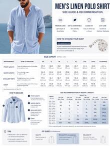 Men's Spring/Summer Linen Stand Collar Long Sleeve Button-Up Shirt, Rolled Sleeve Design, Loose Breathable Stylish, Suitable For Beach Vacation & Casual Daily Wear, Size XS-XXXL, European & American Oversized Fit, Slightly Sheer Fabric, Choose Based On Needs And Body Type - Black - View 9