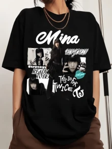 Mina TT-Twicess Men's Sports T-Shirt With Round Neck And Print, Short Sleeves. - Black - View 1