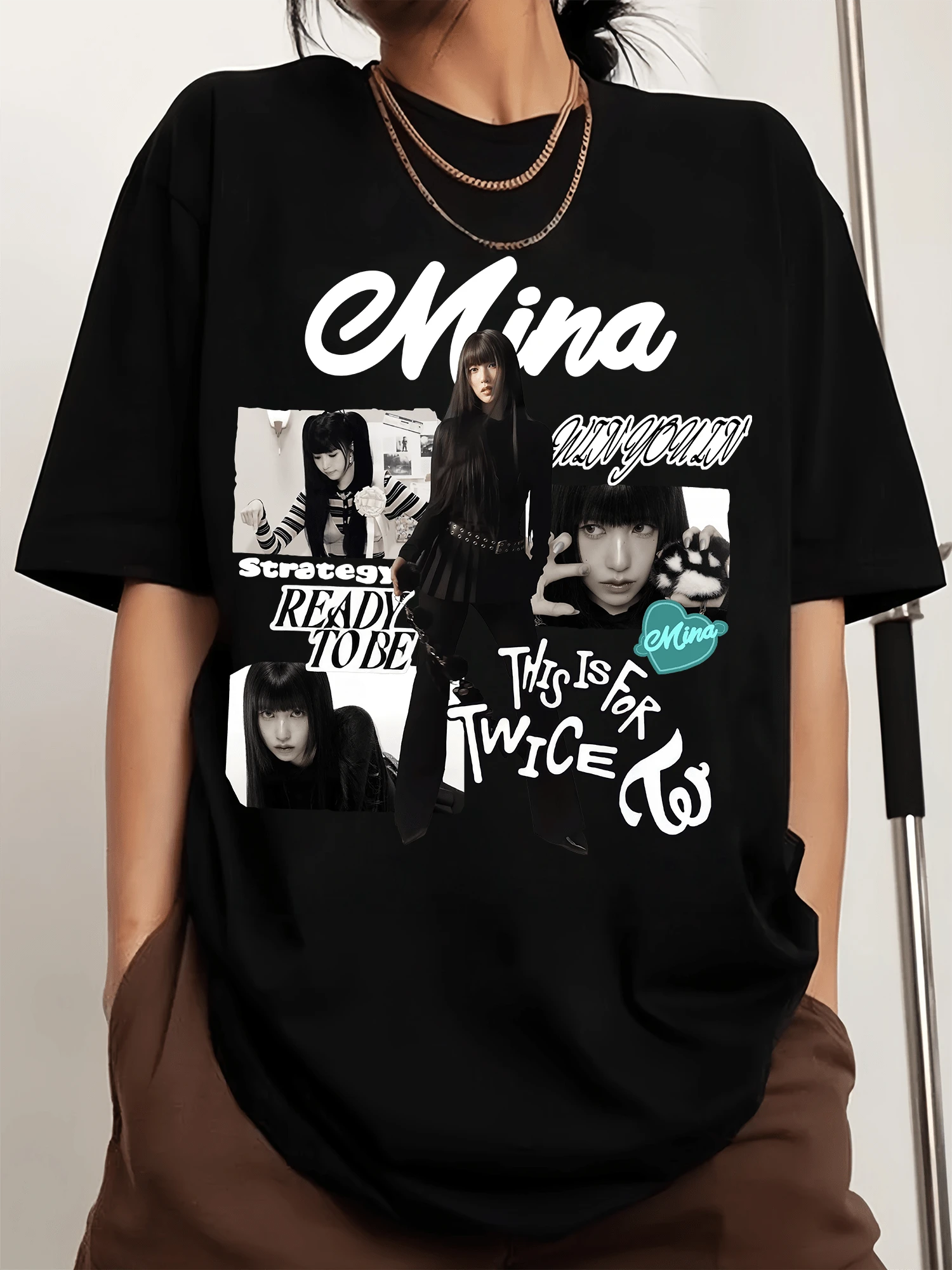 Mina TT-Twicess Men's Sports T-Shirt With Round Neck And Print, Short Sleeves. - Black - View 1