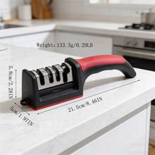 4-stufiger Messerschärfer, handgehaltenes Küchenschärfwerkzeug - Multifunktions-Schärfer kann Klingen reparieren, restaurieren und polieren, ergonomisches kompaktes Design geeignet für Küche Zuhause, 1/2 Stück (Rot) - Rot - Übersicht 11