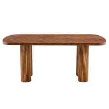 Mesa de comedor color nogal con pedestal arqueado – dimensiones 180*90 cm, multifuncional para comedor y zona de recepción en el hogar moderno, diseño elegante - Marrón - Ver 1