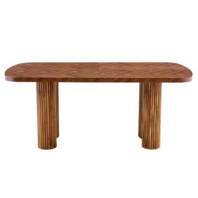 Walnut-Colored Dining Table With Arched Pedestal – Dimensions 180*90 Cm, Multifunctional For Dining Room And Reception Area In The Modern Home, Elegant Design