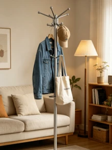 BAKAJI Design Perchero de metal de pie con 16 ganchos Perchas para ropa Base de mármol Dimensión 38 x 38 x 180 cm (Blanco) - Ver 5